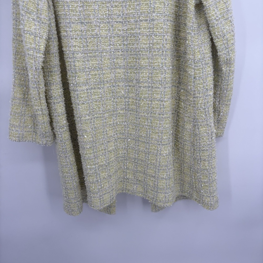 Melloday Plaid Knit Coat‎ Sweater Blazer Womans 1X Bright Yellow - Picture 8 of 8